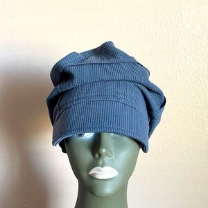 Ribbed Knit Slouchy Beanie Hat in Slate Blue - Women Accessories